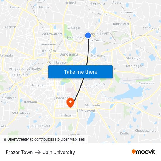 Frazer Town to Jain University map