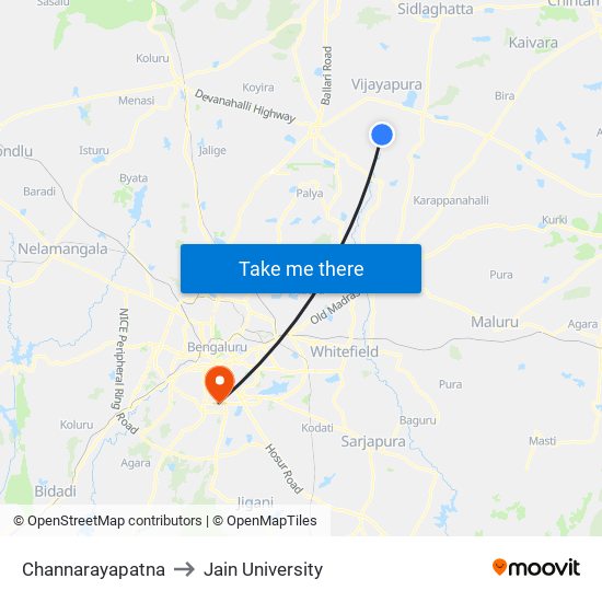 Channarayapatna to Jain University map