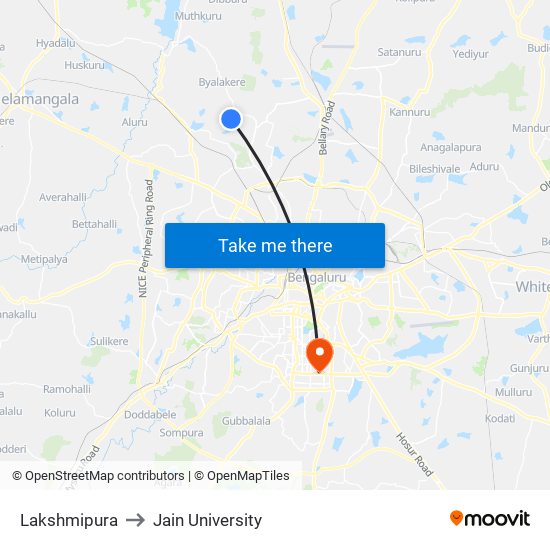 Lakshmipura to Jain University map