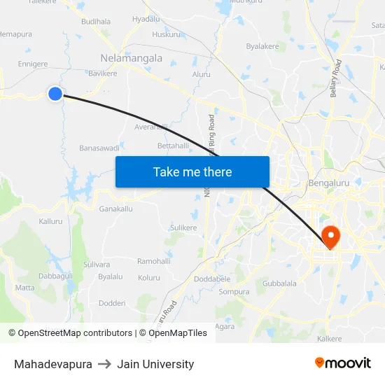 Mahadevapura to Jain University map