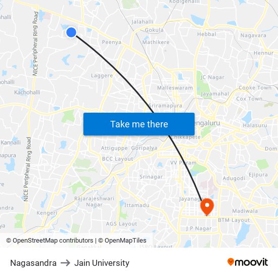 Nagasandra to Jain University map