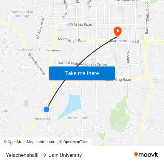 Yelachenahalli to Jain University map