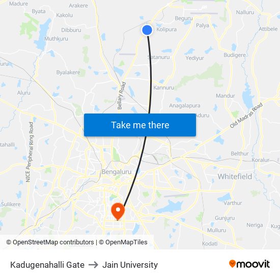 Kadugenahalli Gate to Jain University map