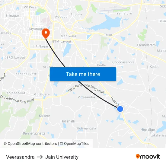 Veerasandra to Jain University map