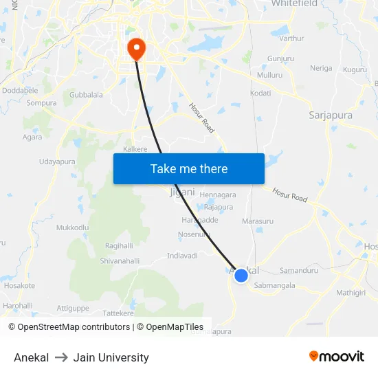Anekal to Jain University map