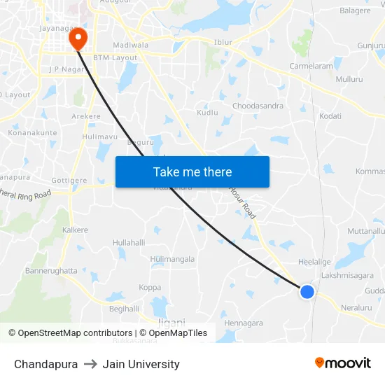 Chandapura to Jain University map