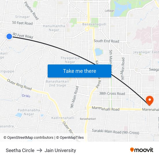 Seetha Circle to Jain University map