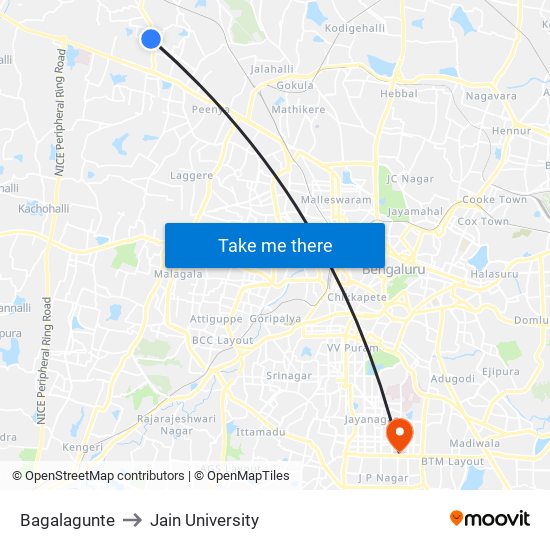 Bagalagunte to Jain University map
