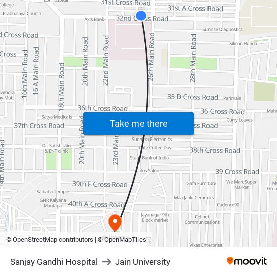 Sanjay Gandhi Hospital to Jain University map