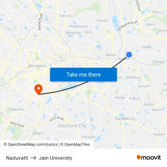 Naduvatti to Jain University map