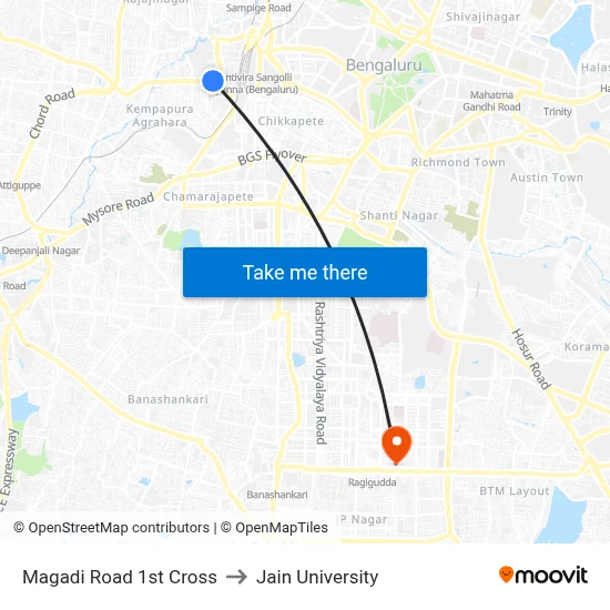 Magadi Road 1st Cross to Jain University map
