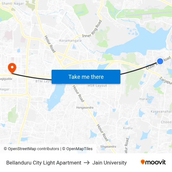 Bellanduru City Light Apartment to Jain University map