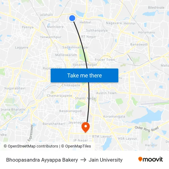 Bhoopasandra Ayyappa Bakery to Jain University map