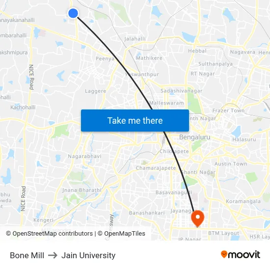 Bone Mill to Jain University map