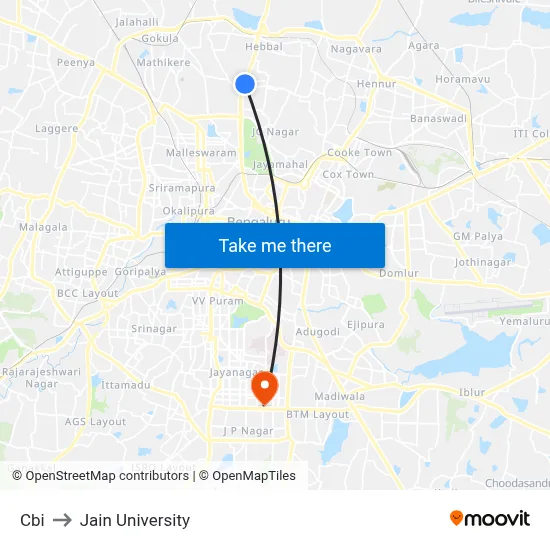 Cbi to Jain University map