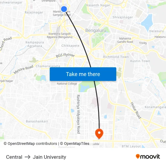 Central to Jain University map