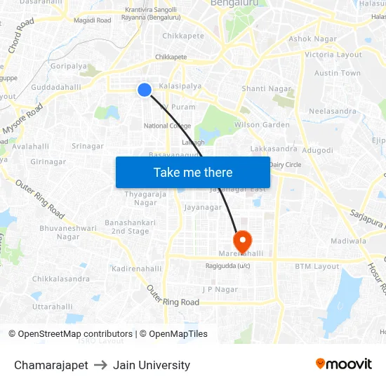 Chamarajapet to Jain University map
