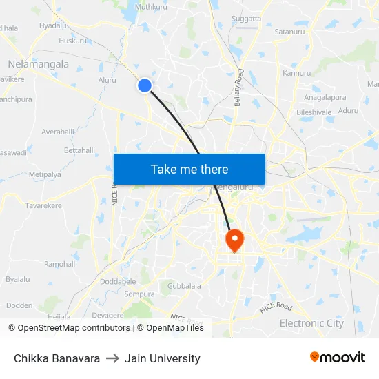 Chikka Banavara to Jain University map