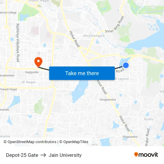 Depot-25 Gate to Jain University map
