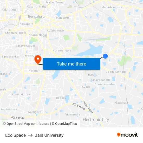 Eco Space to Jain University map