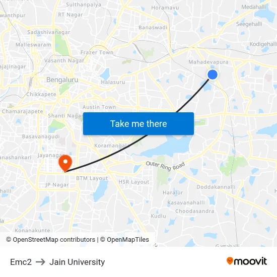 Emc2 to Jain University map