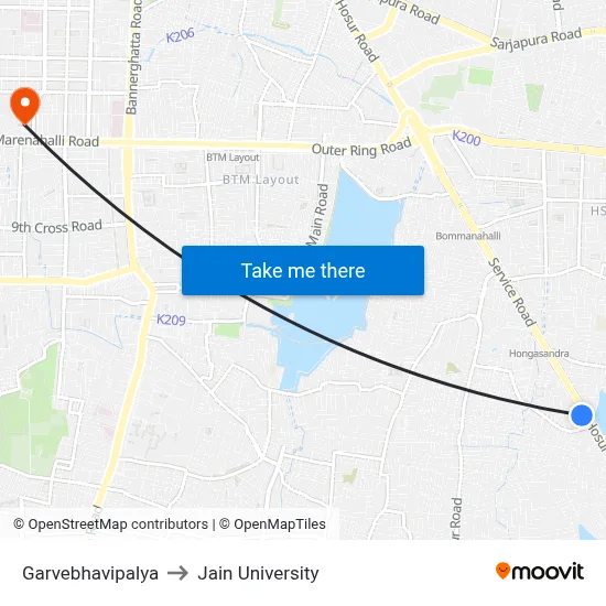 Garvebhavipalya to Jain University map