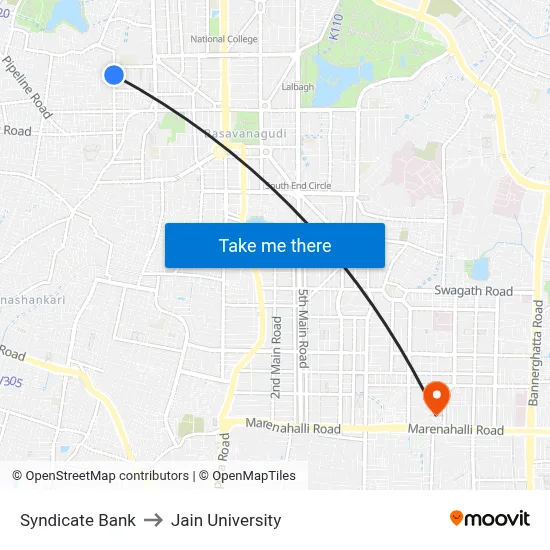 Syndicate Bank to Jain University map