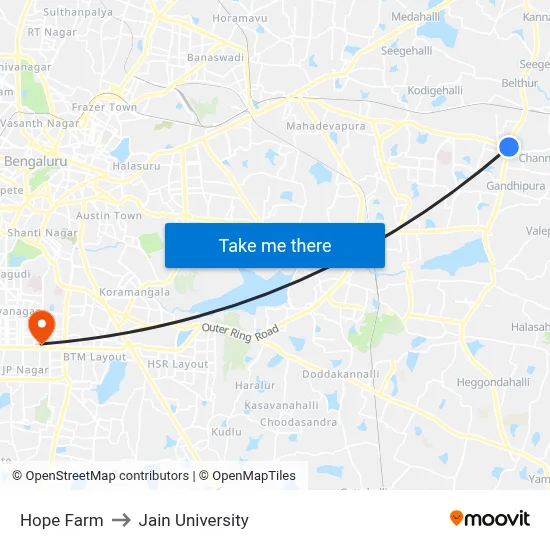 Hope Farm to Jain University map