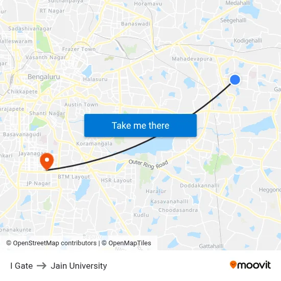 I Gate to Jain University map