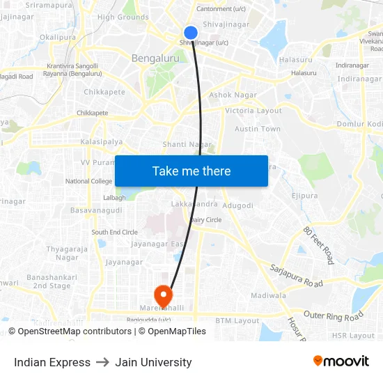 Indian Express to Jain University map