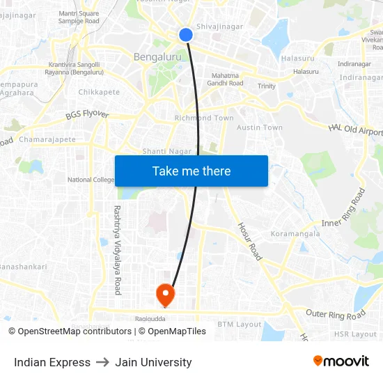 Indian Express to Jain University map