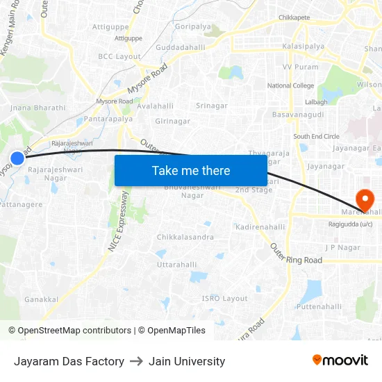 Jayaram Das Factory to Jain University map
