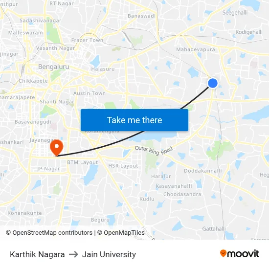 Karthik Nagara to Jain University map