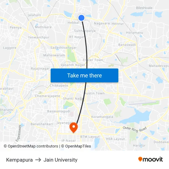 Kempapura to Jain University map