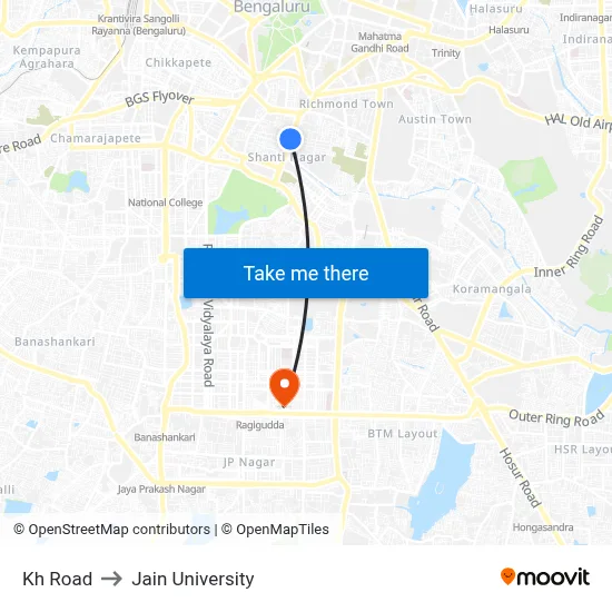 Kh Road to Jain University map