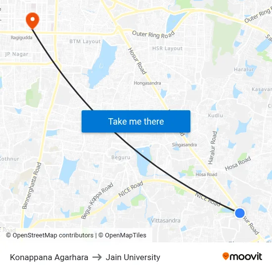 Konappana Agarhara to Jain University map