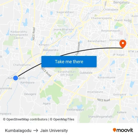 Kumbalagodu to Jain University map