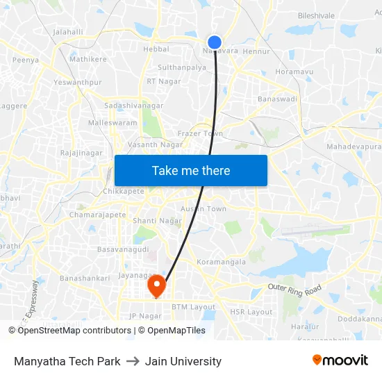 Manyatha Tech Park to Jain University map
