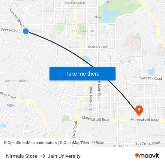Nirmala Store to Jain University map