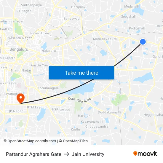 Pattandur Agrahara Gate to Jain University map