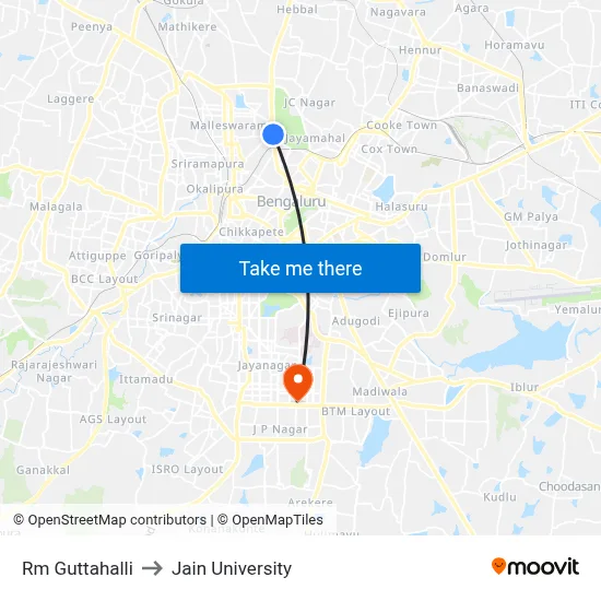 Rm Guttahalli to Jain University map