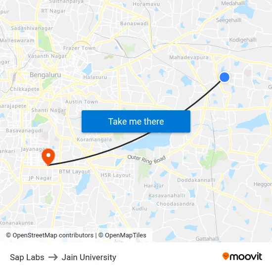 Sap Labs to Jain University map