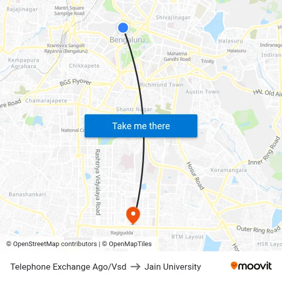 Telephone Exchange Ago/Vsd to Jain University map