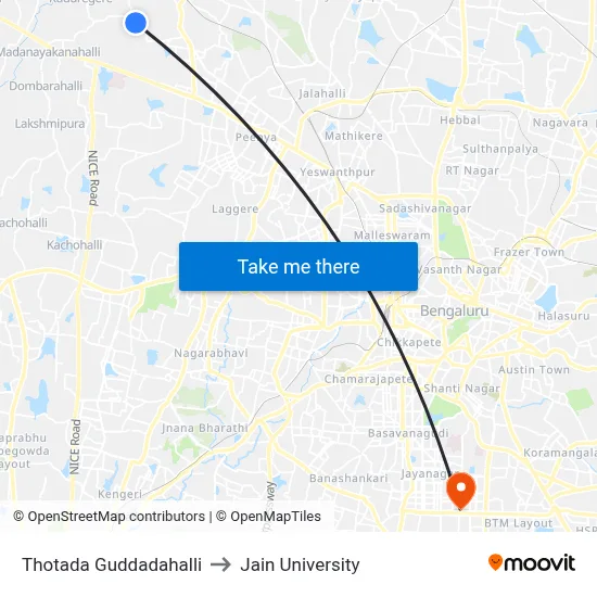 Thotada Guddadahalli to Jain University map