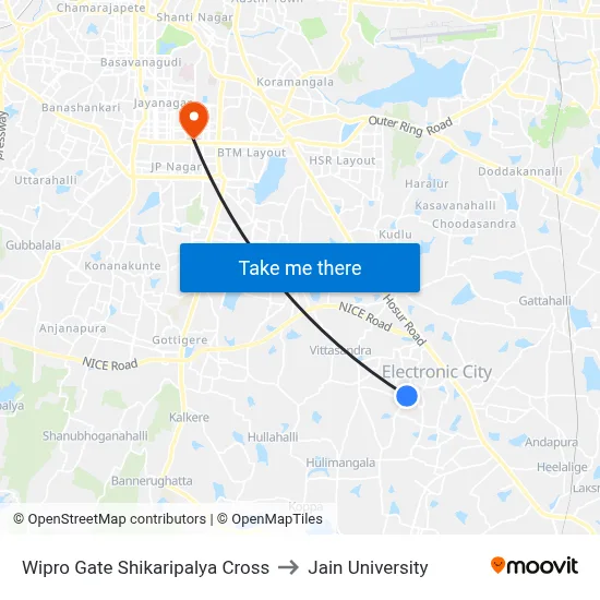 Wipro Gate Shikaripalya Cross to Jain University map