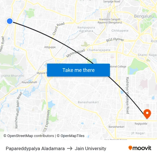 Papareddypalya Aladamara to Jain University map