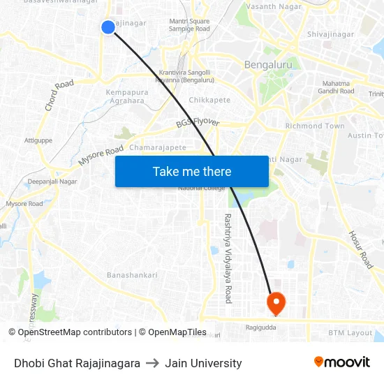 Dhobi Ghat Rajajinagara to Jain University map
