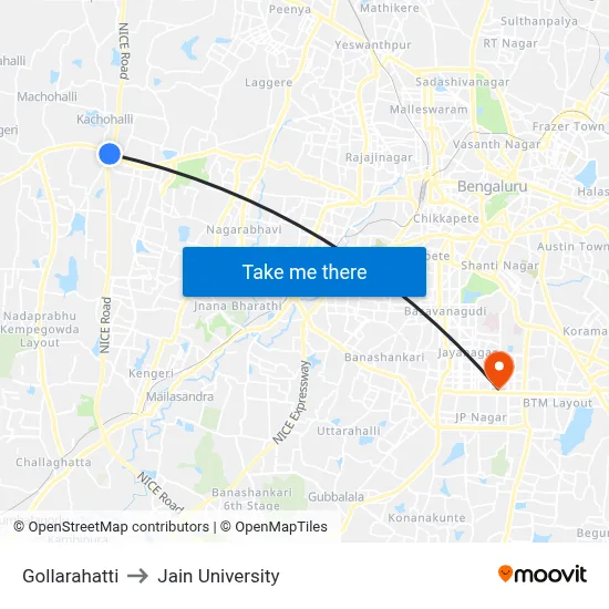 Gollarahatti to Jain University map