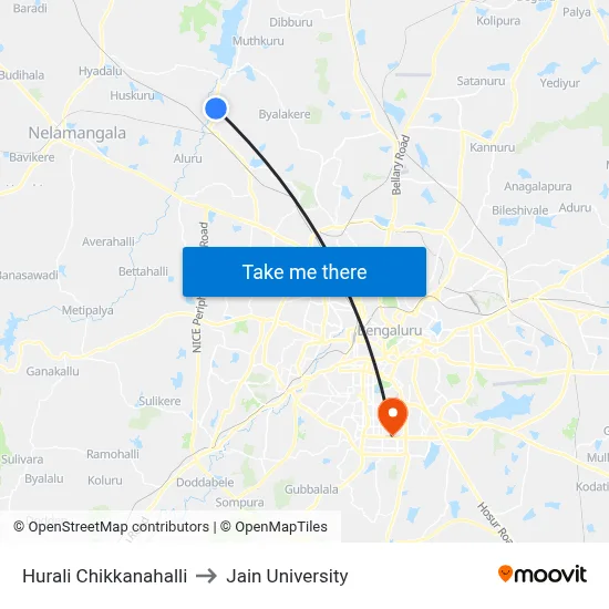 Hurali Chikkanahalli to Jain University map