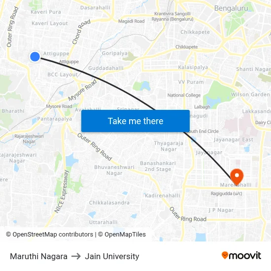 Maruthi Nagara to Jain University map
